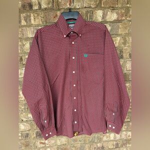 CINCH Men’s Red Green White Print Long Sleeve Button Down Shirt Size XS